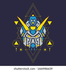 Robot head vector illustration. for esports logo, gaming mascot, t shirt print and apparel or badge.