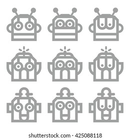  Robot Heads, Artificial Intelligence (AI) Icons set Retro and Modern Style