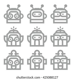  Robot Heads, Artificial Intelligence (AI) Icons set Retro and Modern Style