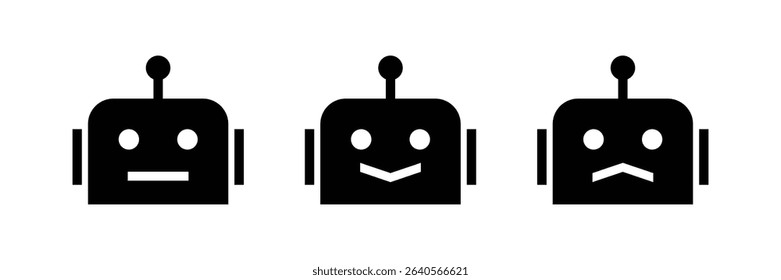 Robot heads Icon. White background.