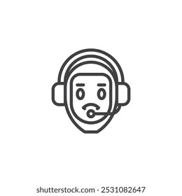 Robot Headset line icon. linear style sign for mobile concept and web design. A robot head with headphones outline vector icon. Symbol, logo illustration. Vector graphics