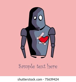 Robot with heart card design