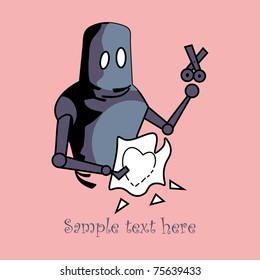 Robot with heart card design