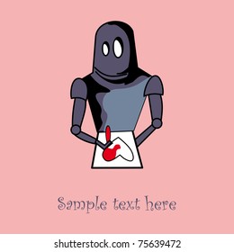 Robot with heart card design