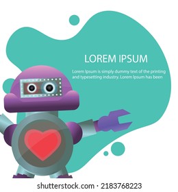 A robot with a heart in its chest and a place for your entry. Vector
