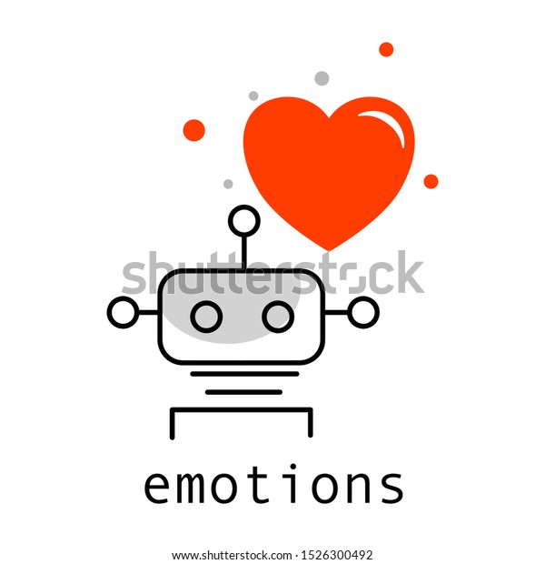 Robot Heart Icon Emotions Concept Flat Stock Vector (Royalty Free