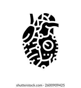 robot heart social robotics glyph icon vector. robot heart social robotics sign. isolated symbol illustration
