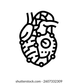 robot heart social robotics line icon vector. robot heart social robotics sign. isolated contour symbol black illustration