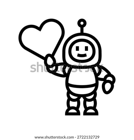 robot heart symbol line icon vector. robot heart symbol sign. isolated contour symbol black illustration