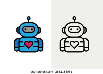 Robot with hearts suitable for robot lovers designs or tech illustrations for a fun and modern look. vector graphic