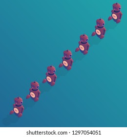 Robot helper. Artificial intelligence, ai business. Process automation icon. Futuristic vector illustration. Technology, future. Robot helper in cartoon style.