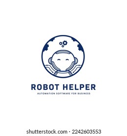 robot helper automation robot assistant logo icon mascot modern business
