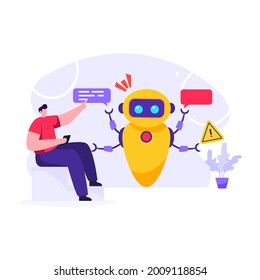 Diseño vectorial editable de ilustración plana auxiliar de robots 