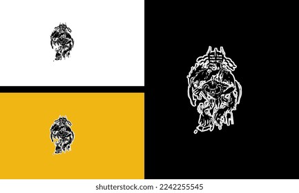 robot and hold sword vector outline design