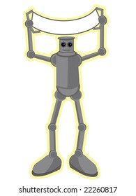 Robot holding blank banner