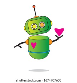 the robot is holding a heart symbol, which symbolizes affection