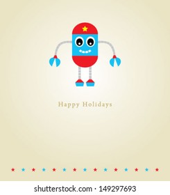 robot holidays card