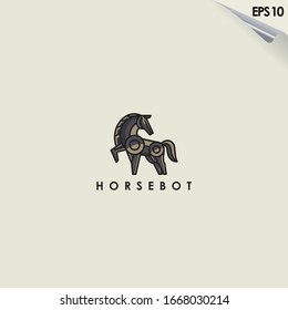 Robot Of Horse Logo Design. Robot Of Horse Logo Template. Modern Design. Flat Logo. Vector Illustration
