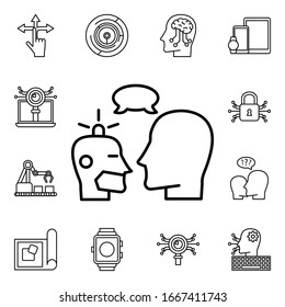 Robot and human conversation icon. Detailed set of artifical icons. Premium quality graphic design. One of the collection icons for websites, web design, mobile app