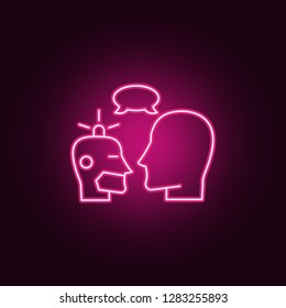 robot and human conversation icon. Elements of artificial in neon style icons. Simple icon for websites, web design, mobile app, info graphics