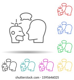 robot and human conversation multi color style icon. Simple thin line, outline vector of artifical icons for ui and ux, website or mobile application