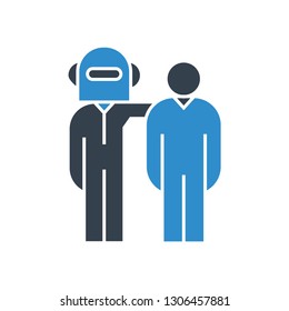 robot and human friend icon