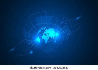 robot to human global innovation technology abstract and high security.