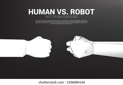 Robot and human hand ready to make fist bump. Background concept for technology and machine learning disruption.