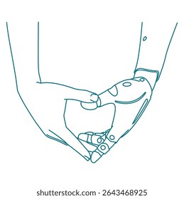 Robot and human hands form heart shape