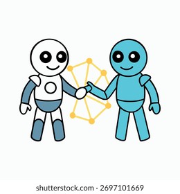 robot and human handshake with glowing energy