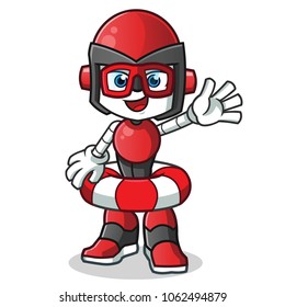 robot humanoid buoy mascot vector cartoon illustration