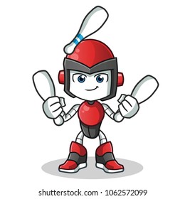 robot humanoid clown mascot vector cartoon illustration