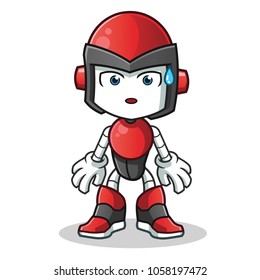 robot humanoid confused mascot vector cartoon illustration