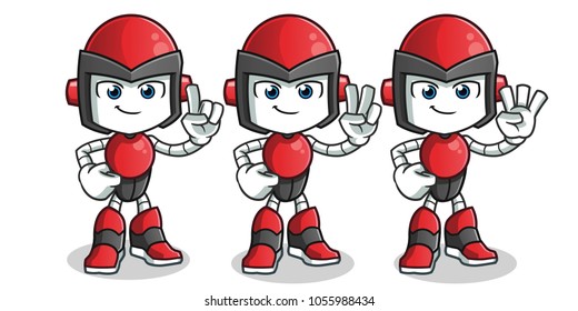 robot humanoid counting mascot vector cartoon illustration