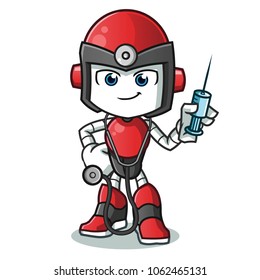 robot humanoid doctor mascot vector cartoon illustration