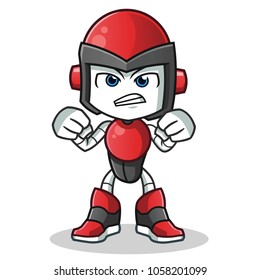robot humanoid fight mascot vector cartoon illustration