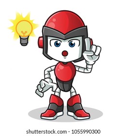 robot humanoid got an idea mascot vector cartoon illustration