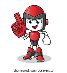 ilustración de la caricatura del vector de la mascota del ventilador número uno robot humanoide