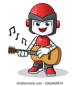 Dibujo de caricatura de vector de guitarra humanoide robot