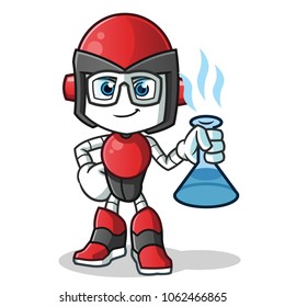 robot humanoid scientists mascot vector cartoon illustration