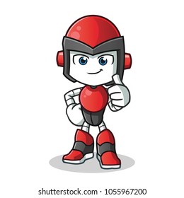 robot humanoid thumbs up mascot vector cartoon illustration