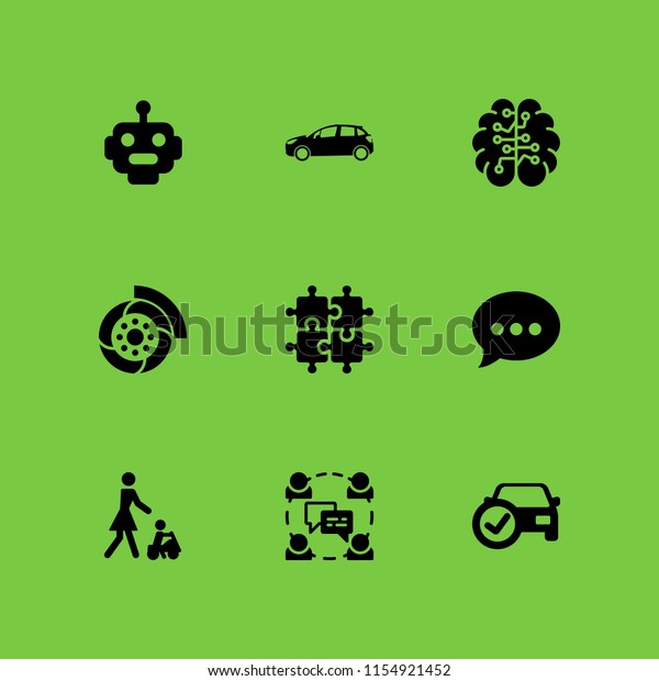 robot icon. 9 robot set with\
automobile, toy, artificial and chat vector icons for web and\
mobile app