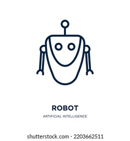 robot icon from artificial intelligence collection. Thin linear robot, science, technology outline icon isolated on white background. Line vector robot sign, symbol for web and mobile