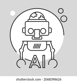 Robot icon. Artificial Intelligence singularity concept. Flat style illustration. 