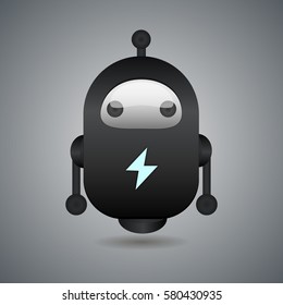 Robot Icon. Black robot on gray background. Concept of the future. Vector illustration.