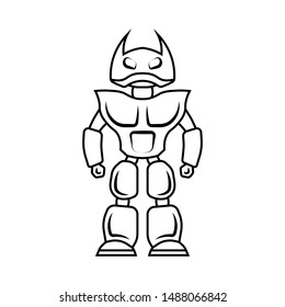 Robot icon. Black outline. Vector drawing. Front view. Isolated object on a white background. Isolate.