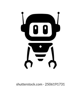 Robot icon. Black silhouette. Front view. Vector simple flat graphic illustration. Isolated object on white background. Isolate.