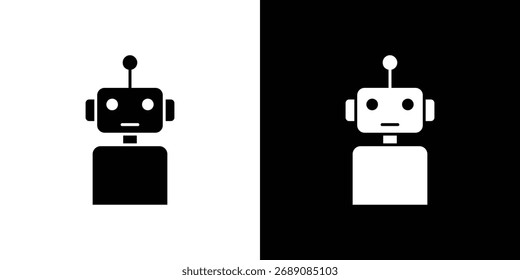 Robot icon. The black silhouette vector