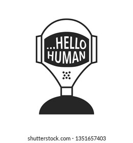 Robot icon in black and white. Industrial technology vector illustration.