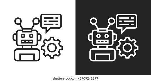 Robot Icon In Black And White Line Style